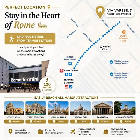 شقة 100mt From Termini Bright 2br
